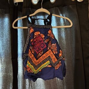 FREE PEOPLE Colorful Halter Top with Geometric Patterns